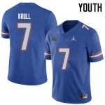 Youth Florida Gators #7 Lucas Krull NCAA Jordan Brand Royal Authentic Stitched College Football Jersey GXT5862KX